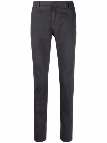 Pantaloni drepti Dondup gri din bumbac si spandex/elastan