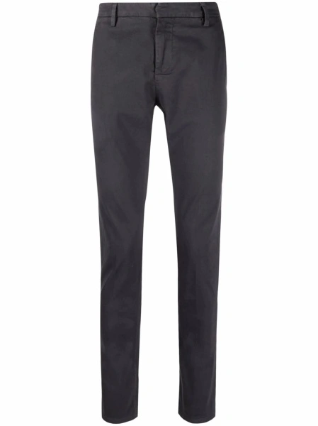 Pantaloni drepti Dondup gri din bumbac si spandex/elastan