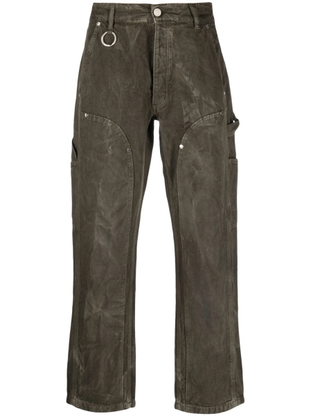 Pantaloni drepti ÉTUDES verzi din in si bumbac