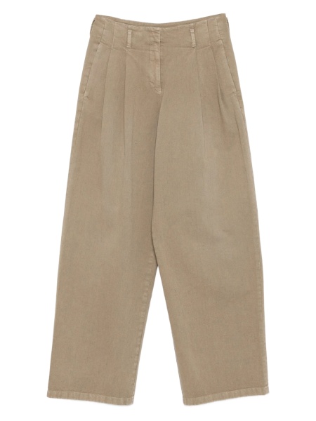 Pantaloni drepti Golden Goose verzi din bumbac si fibre