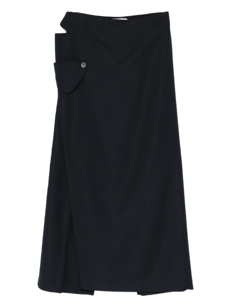 Pantaloni drepti Jean Paul Gaultier albastri din polyester si lana