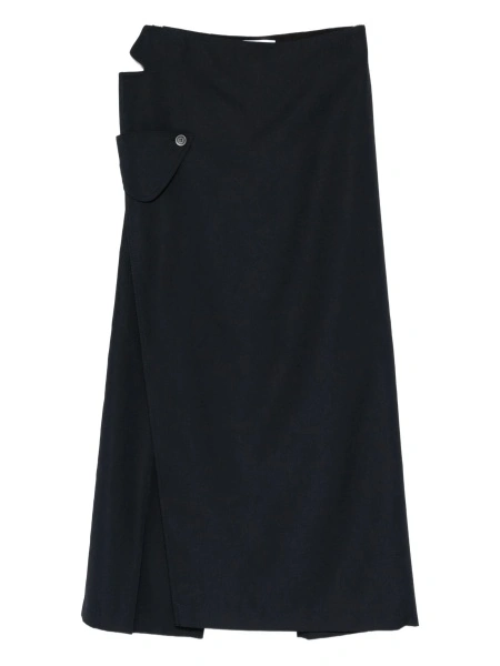 Pantaloni drepti Jean Paul Gaultier albastri din polyester si lana
