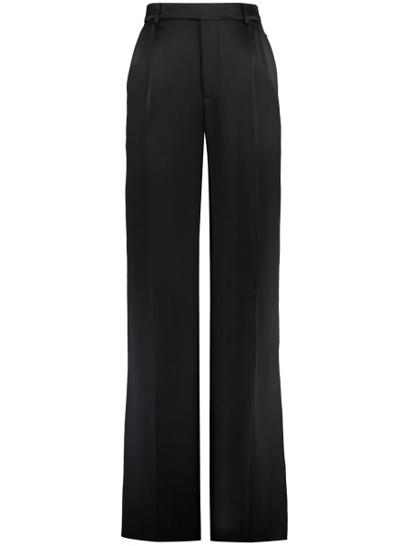 Pantaloni drepti Saint Laurent negri din matase