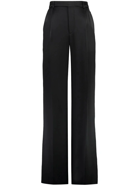 Pantaloni drepti Saint Laurent negri din matase