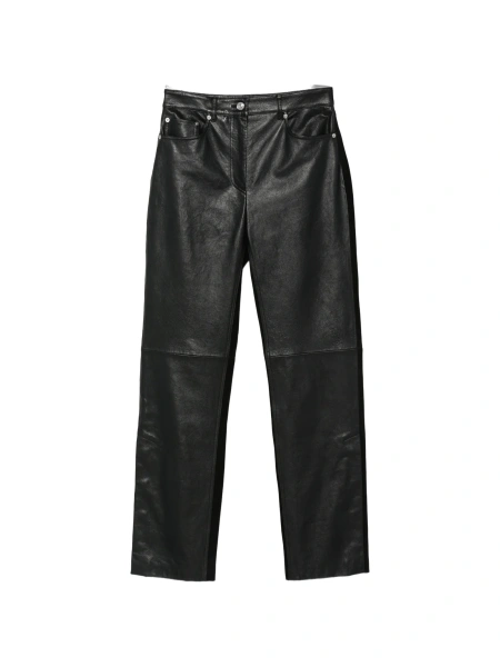 Pantaloni drepti SPORTMAX negri din piele