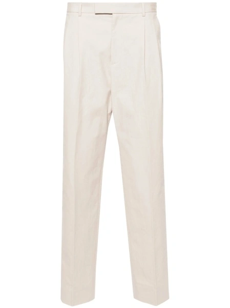 Pantaloni eleganti Gucci Horsebit neutri din polyester si bumbac