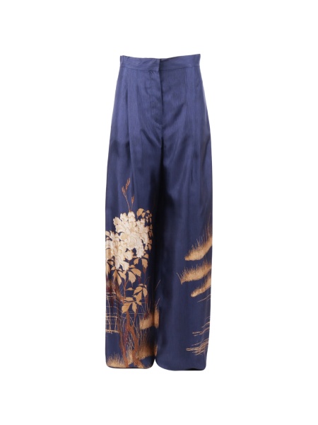 Pantaloni evazati MaxMara Studio albastri