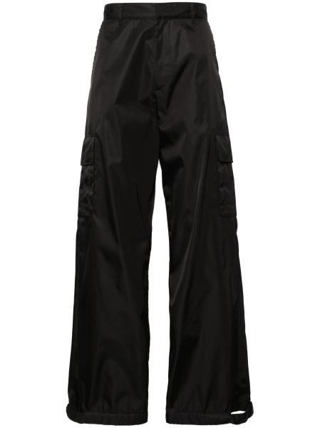 Pantaloni evazati Off-White negri din poliuretan si poliamida