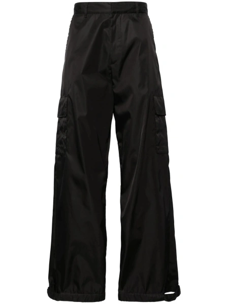 Pantaloni evazati Off-White negri din poliuretan si poliamida