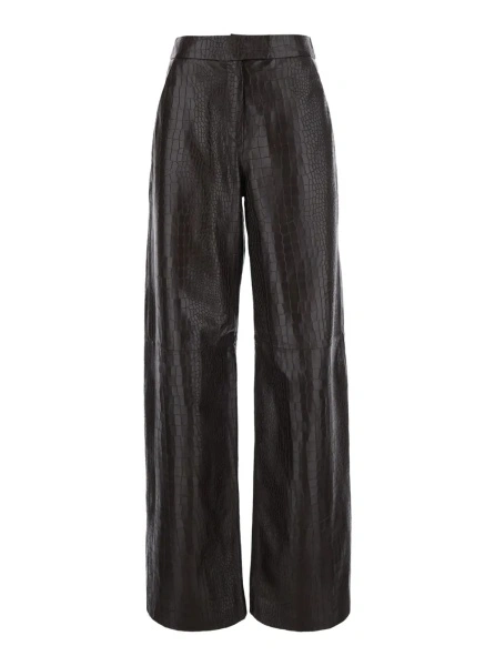 Pantaloni FEDERICA TOSI maro din piele