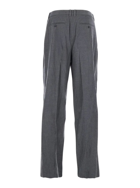 Pantaloni Grey Tailored Trousers with Front Pleats in Fabric Man