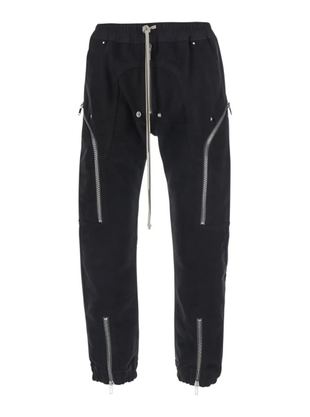 Pantaloni 'Heizer' black Pants with side zip cargo pockets in cotton for men