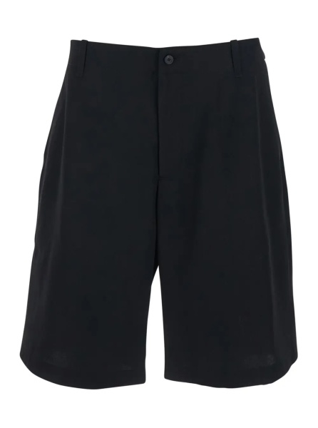 Pantaloni 'Le Short Camargue' Black Bermuda Shorts with Belt Loops and Wide Leg in Wool for Men