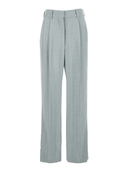 Pantaloni Light blue trousers with striped motif in viscose woman