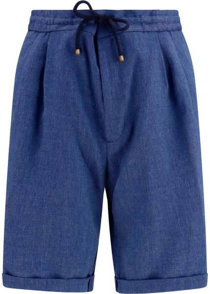 Pantaloni Linen and virgin wool chevron Bermuda Shorts