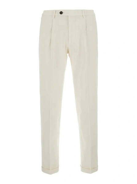Pantaloni MICHAEL COAL albi din bumbac