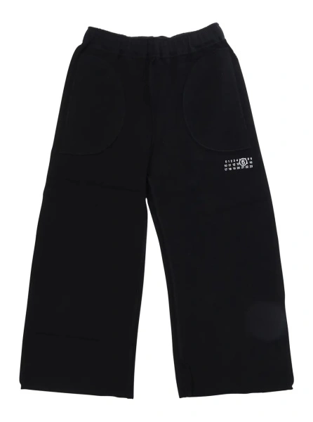 Pantaloni MM6 MAISON MARGIELA KIDS negri din bumbac