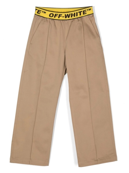 Pantaloni Off-White maro din spandex/elastan si bumbac