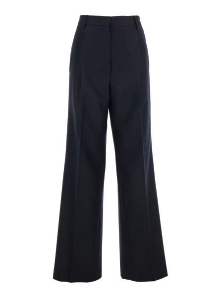 Pantaloni 'Portias' Blue Pants with Wide Leg and Two Rear Welt Pockets in Wool Woman