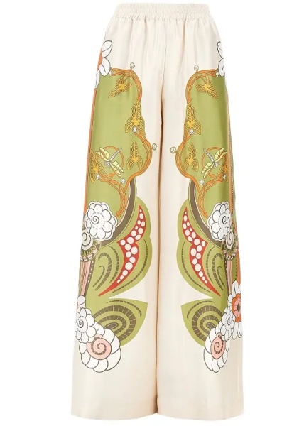 Pantaloni Printed silk palazzo pants