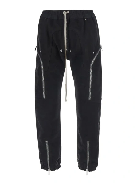 Pantaloni Rick Owens negri din bumbac 'Heizer'