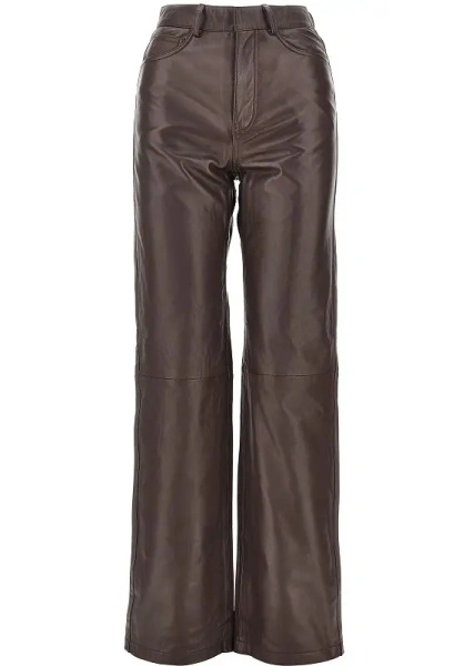 Pantaloni ROTATE Birger Christensen maro din piele