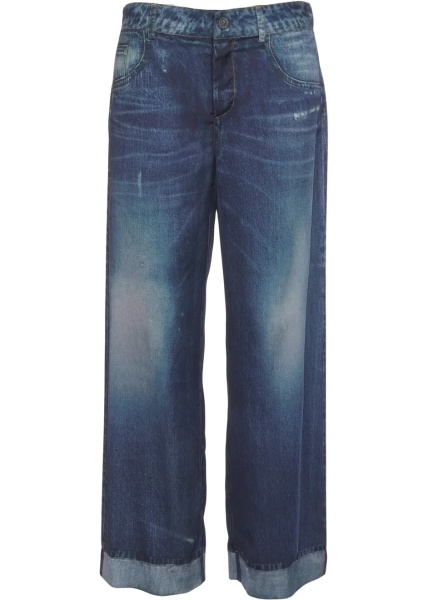 Pantaloni Satin pants with denim look