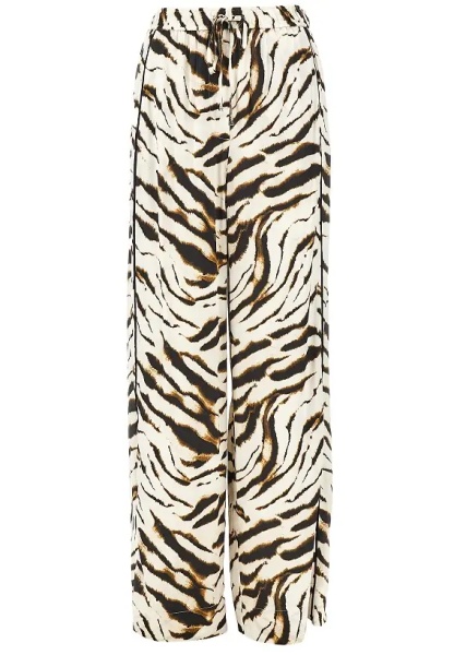 Pantaloni Satin pants with zebra-striped print
