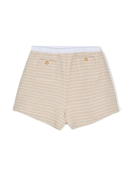 Pantaloni scurti Balmain neutri din fibre si elastan