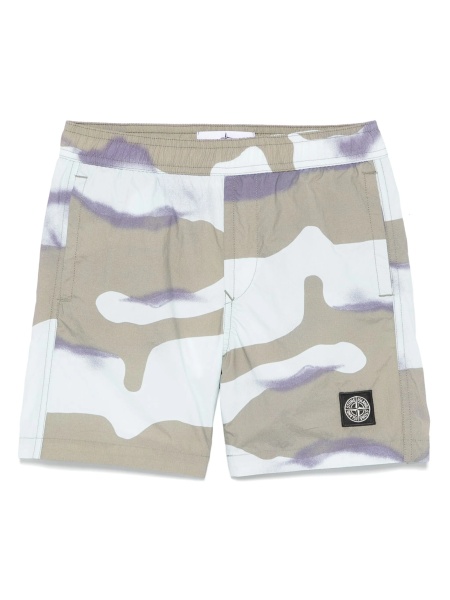 Pantaloni scurti Stone Island albastri din poliamida