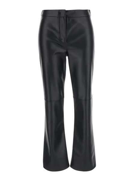 Pantaloni 'Sublime' Black pants with Flared Leg and Hidden Closure on the Front in Ecoleather for Women