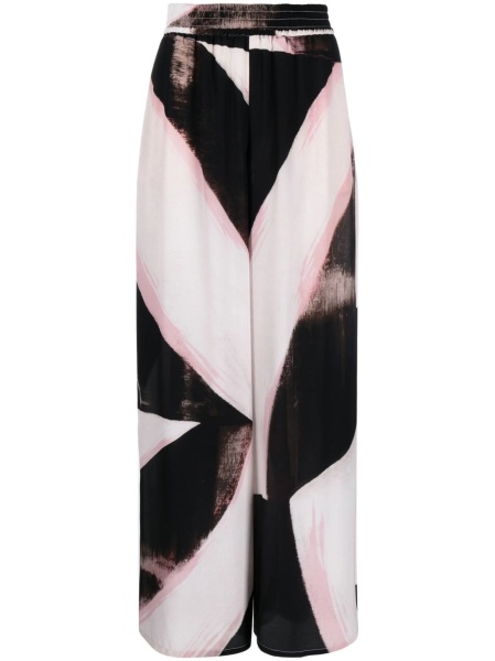 Pantaloni talie inalta Alexander McQueen negri din matase