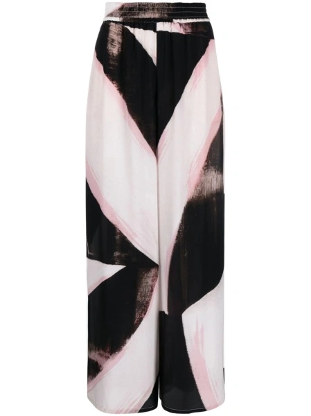 Pantaloni talie inalta Alexander McQueen negri din matase