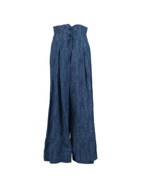 Pantaloni talie inalta Ermanno Scervino albastri din in