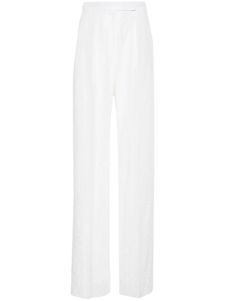 Pantaloni talie inalta Max Mara albi din acetat