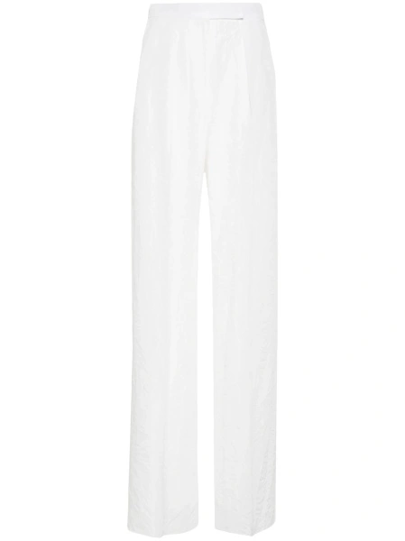 Pantaloni talie inalta Max Mara albi din acetat