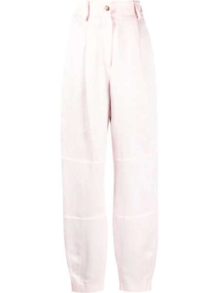 Pantaloni talie inalta THE MANNEI roz din vascoza si in