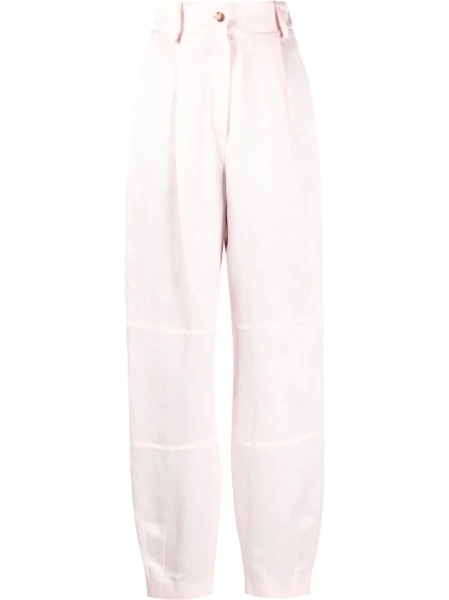 Pantaloni talie inalta THE MANNEI roz din vascoza si in