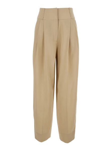 Pantaloni TOTÊME Beige Pants with hidden closure and front pleats in wool blend for women