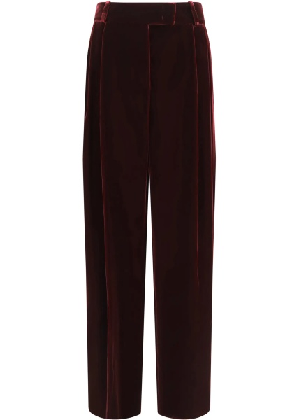 Pantaloni Wide leg Pants with double pleats in viscose and silk velvet