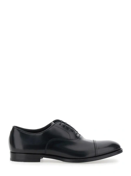 Pantofi Black Smooth Leather Five-Hole Oxford Shoes for Men