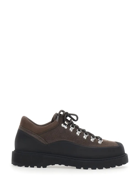 Pantofi Brown ankle boots with rubber lug sole and Logo lettering on the tongue in leather for men