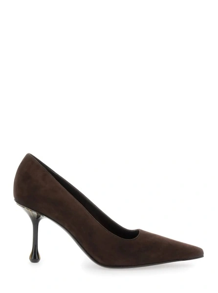 Pantofi cu toc Jimmy Choo maro din piele intoarsa 'Ixia'