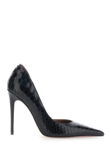 Pantofi 'Vera' Black Pumps with High Stiletto Heel and Snake Skin Effect in Leather Women