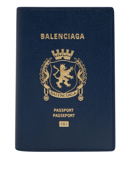 Portofel Balenciaga albastru din poliuretan si celuloza