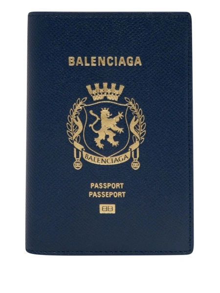 Portofel Balenciaga albastru din poliuretan si celuloza
