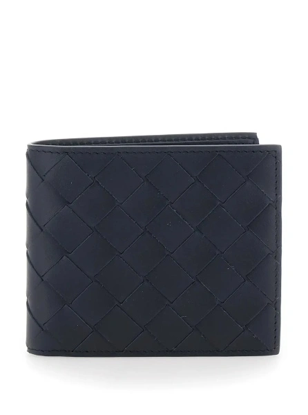 Portofel Bottega Veneta albastru din piele