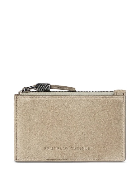 Portofel Brunello Cucinelli neutru din piele intoarsa