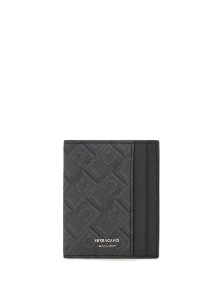 Portofel Ferragamo negru din material textil si piele