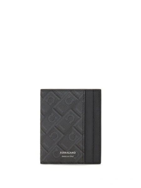 Portofel Ferragamo negru din material textil si piele